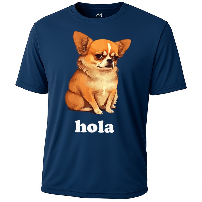 Funny Chihuahua speaks Spanish – Hi (Hola) Cooling Performance Crew T-Shirt