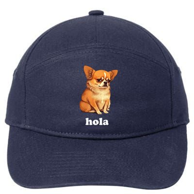 Funny Chihuahua speaks Spanish – Hi (Hola) 7-Panel Snapback Hat