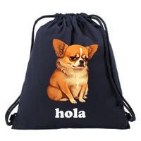 Funny Chihuahua speaks Spanish – Hi (Hola) Drawstring Bag