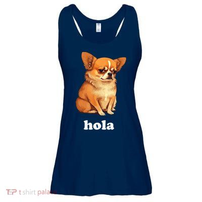 Funny Chihuahua speaks Spanish – Hi (Hola) Ladies Essential Flowy Tank