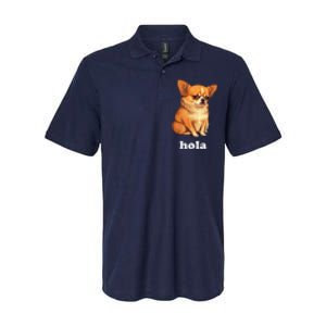 Funny Chihuahua speaks Spanish – Hi (Hola) Softstyle Adult Sport Polo