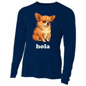 Funny Chihuahua speaks Spanish – Hi (Hola) Cooling Performance Long Sleeve Crew