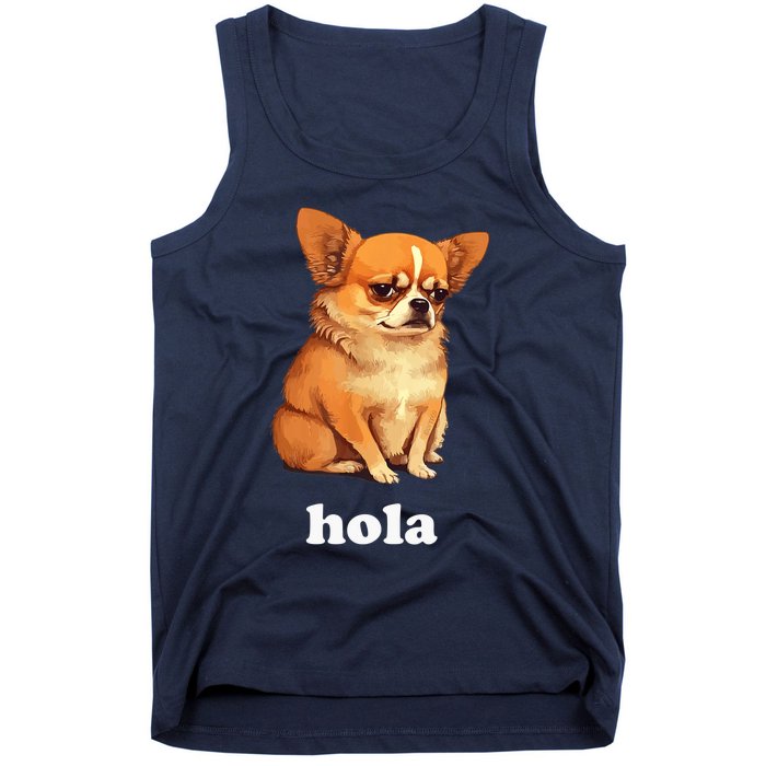 Funny Chihuahua speaks Spanish – Hi (Hola) Tank Top