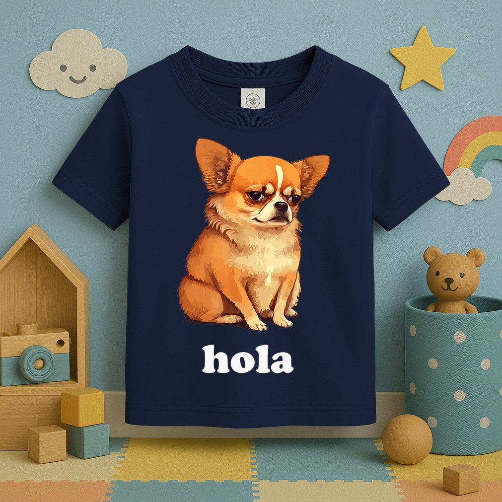 Funny Chihuahua speaks Spanish – Hi (Hola) Toddler T-Shirt