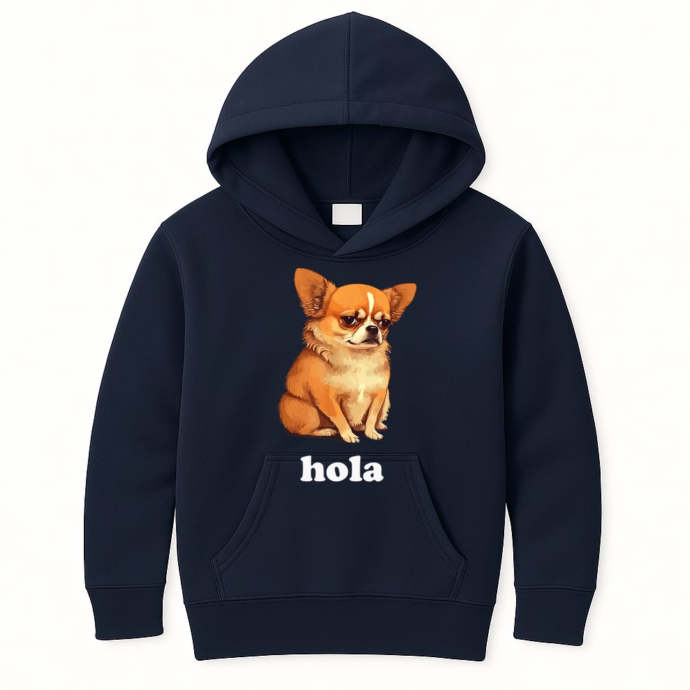 Funny Chihuahua speaks Spanish – Hi (Hola) Kids Hoodie