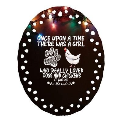 Funny Chicken Shirts For Women Funny Dog Tee Farmer Girl Dog Ceramic Oval Ornament