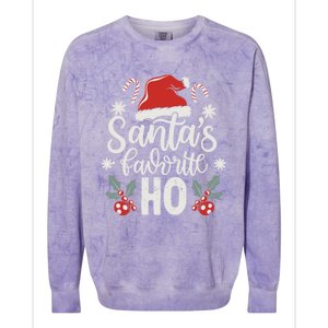 Funny Christmas SantaS Favorite Ho Xmas Hat Great Gift Colorblast Crewneck Sweatshirt