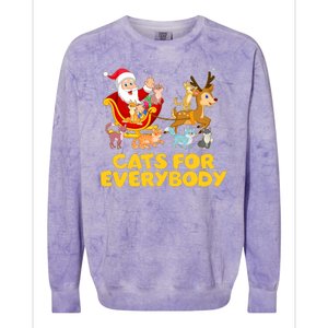 Funny Christmas Santa Claus Cats For Everybody Colorblast Crewneck Sweatshirt