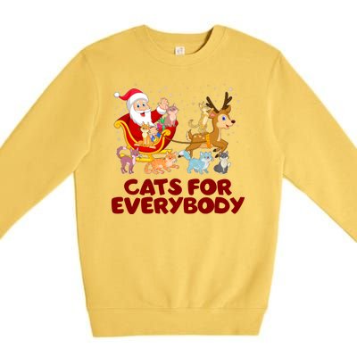 Funny Christmas Santa Claus Cats For Everybody Premium Crewneck Sweatshirt