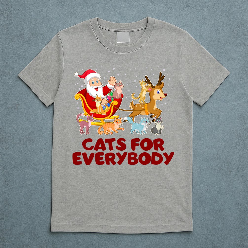 Funny Christmas Santa Claus Cats For Everybody T-Shirt