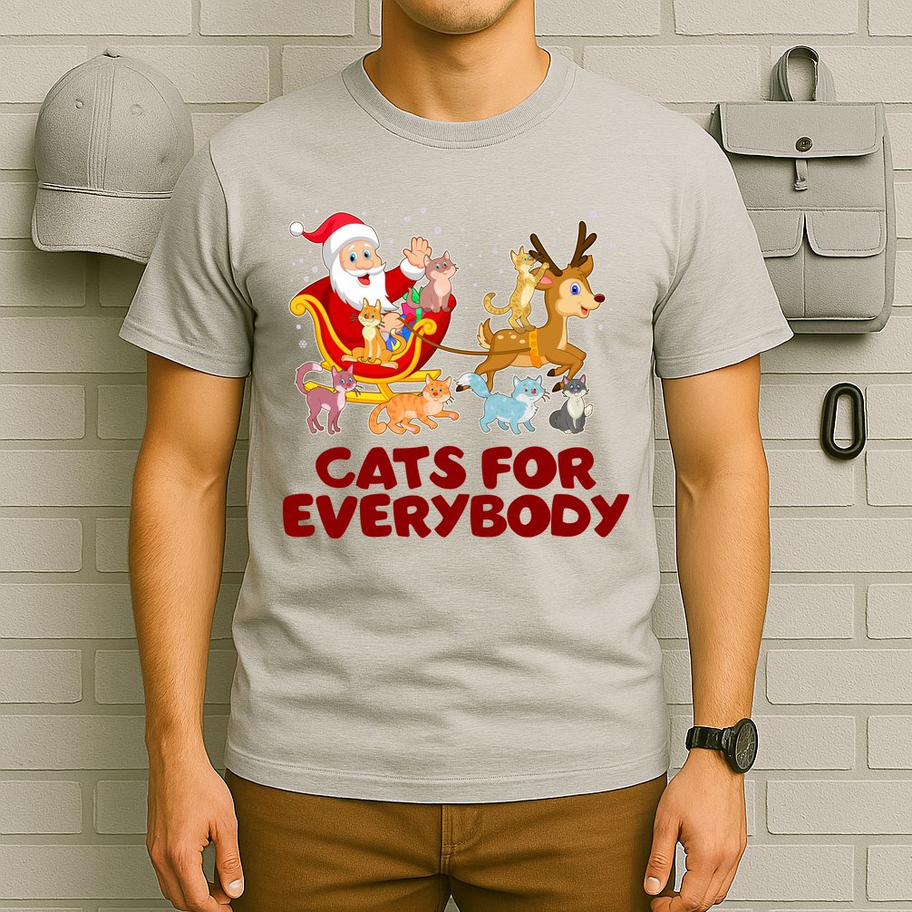 Funny Christmas Santa Claus Cats For Everybody T-Shirt