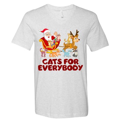 Funny Christmas Santa Claus Cats For Everybody V-Neck T-Shirt