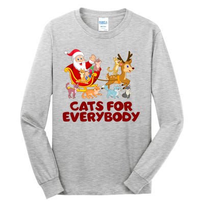 Funny Christmas Santa Claus Cats For Everybody Tall Long Sleeve T-Shirt