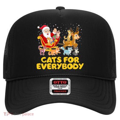 Funny Christmas Santa Claus Cats For Everybody High Crown Mesh Back Trucker Hat