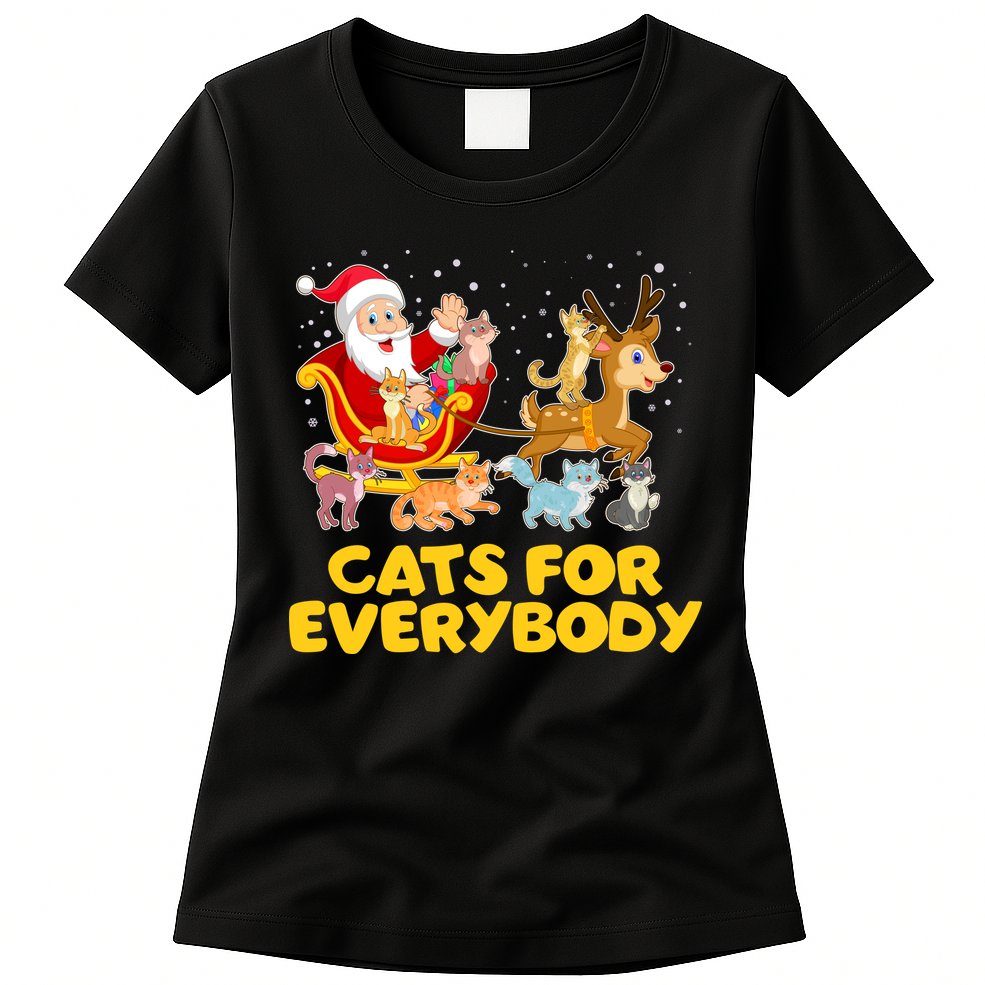 Funny Christmas Santa Claus Cats For Everybody Womens T-Shirt