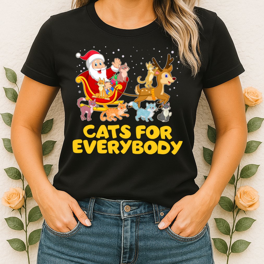 Funny Christmas Santa Claus Cats For Everybody Womens T-Shirt