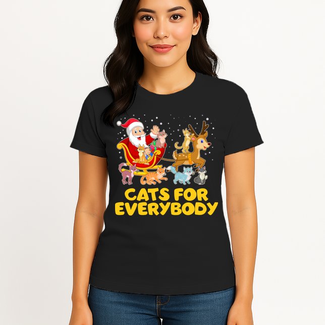 Funny Christmas Santa Claus Cats For Everybody Womens T-Shirt