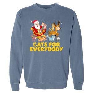 Funny Christmas Santa Claus Cats For Everybody Garment-Dyed Sweatshirt