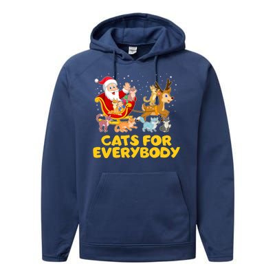 Funny Christmas Santa Claus Cats For Everybody Performance Fleece Hoodie