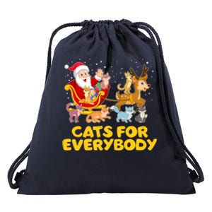 Funny Christmas Santa Claus Cats For Everybody Drawstring Bag