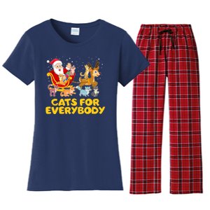 Funny Christmas Santa Claus Cats For Everybody Women's Flannel Pajama Set