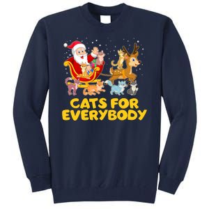 Funny Christmas Santa Claus Cats For Everybody Tall Sweatshirt