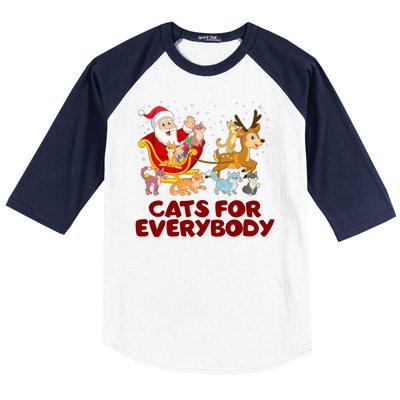 Funny Christmas Santa Claus Cats For Everybody Baseball Sleeve Shirt