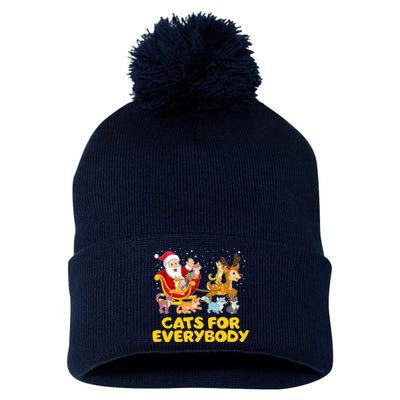 Funny Christmas Santa Claus Cats For Everybody Pom Pom 12in Knit Beanie