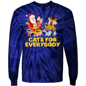 Funny Christmas Santa Claus Cats For Everybody Tie-Dye Long Sleeve Shirt