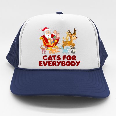 Funny Christmas Santa Claus Cats For Everybody Trucker Hat