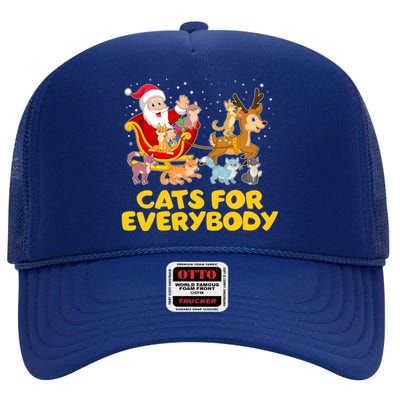 Funny Christmas Santa Claus Cats For Everybody High Crown Mesh Back Trucker Hat