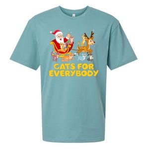 Funny Christmas Santa Claus Cats For Everybody Sueded Cloud Jersey T-Shirt