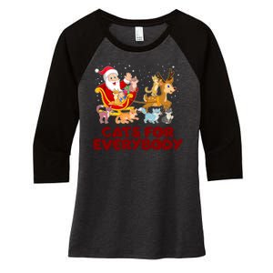 Funny Christmas Santa Claus Cats For Everybody Women's Tri-Blend 3/4-Sleeve Raglan Shirt