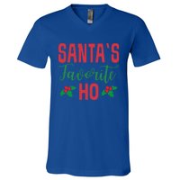 Funny Christmas SantaS Favorite Ho Xmas Gift V-Neck T-Shirt