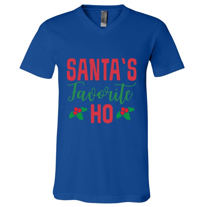 Funny Christmas SantaS Favorite Ho Xmas Gift V-Neck T-Shirt