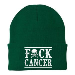 Fuck Cancer Skull And Crossbones Skeleton Breast Cancer Knit Cap Winter Beanie