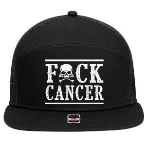 Fuck Cancer Skull And Crossbones Skeleton Breast Cancer 7 Panel Mesh Trucker Snapback Hat