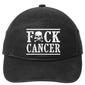 Fuck Cancer Skull And Crossbones Skeleton Breast Cancer 7-Panel Snapback Hat