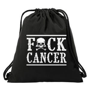 Fuck Cancer Skull And Crossbones Skeleton Breast Cancer Drawstring Bag