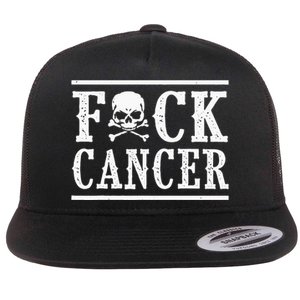 Fuck Cancer Skull And Crossbones Skeleton Breast Cancer Flat Bill Trucker Hat