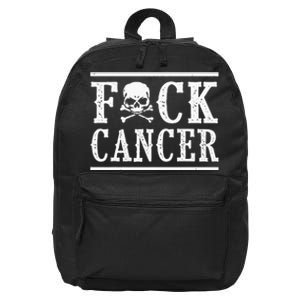 Fuck Cancer Skull And Crossbones Skeleton Breast Cancer 16 in Basic Backpack