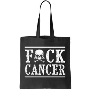 Fuck Cancer Skull And Crossbones Skeleton Breast Cancer Tote Bag