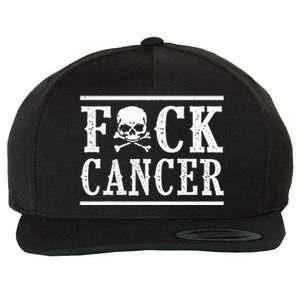 Fuck Cancer Skull And Crossbones Skeleton Breast Cancer Wool Snapback Cap