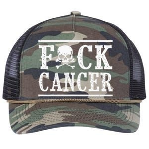 Fuck Cancer Skull And Crossbones Skeleton Breast Cancer Retro Rope Trucker Hat Cap