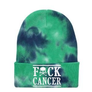 Fuck Cancer Skull And Crossbones Skeleton Breast Cancer Tie Dye 12in Knit Beanie