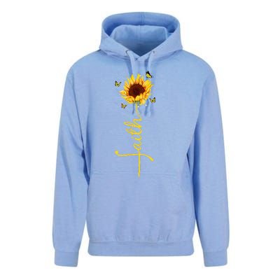 Faith Cross Sunflower Butterflies Flowers Christians Flora Unisex Surf Hoodie