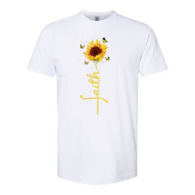 Faith Cross Sunflower Butterflies Flowers Christians Flora Softstyle® CVC T-Shirt