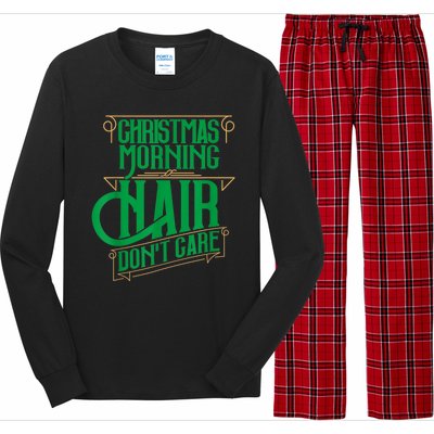 Funny Christmas Shirts Hair Dont Care Holiday Long Sleeve Pajama Set