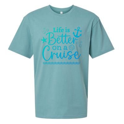 Family Cruise Ship Life Is Better On A Cruise Ship Vacation Funny Gift Sueded Cloud Jersey T-Shirt