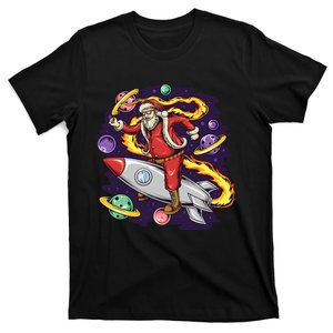 Funny Christmas Santa Claus Sitting On A Space Rocket Xmas T-Shirt